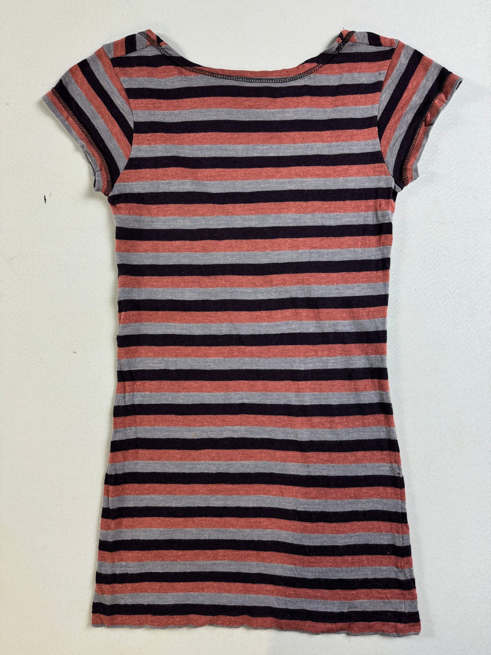 1970s Biba Striped Short Sleeve V-Neck Top - XS - Think Vintage