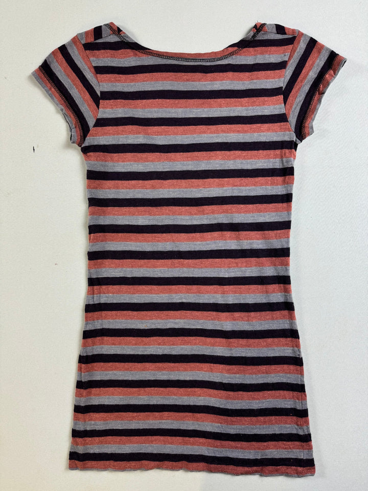 1970s Biba Striped Short Sleeve V-Neck Top - XS - Think Vintage